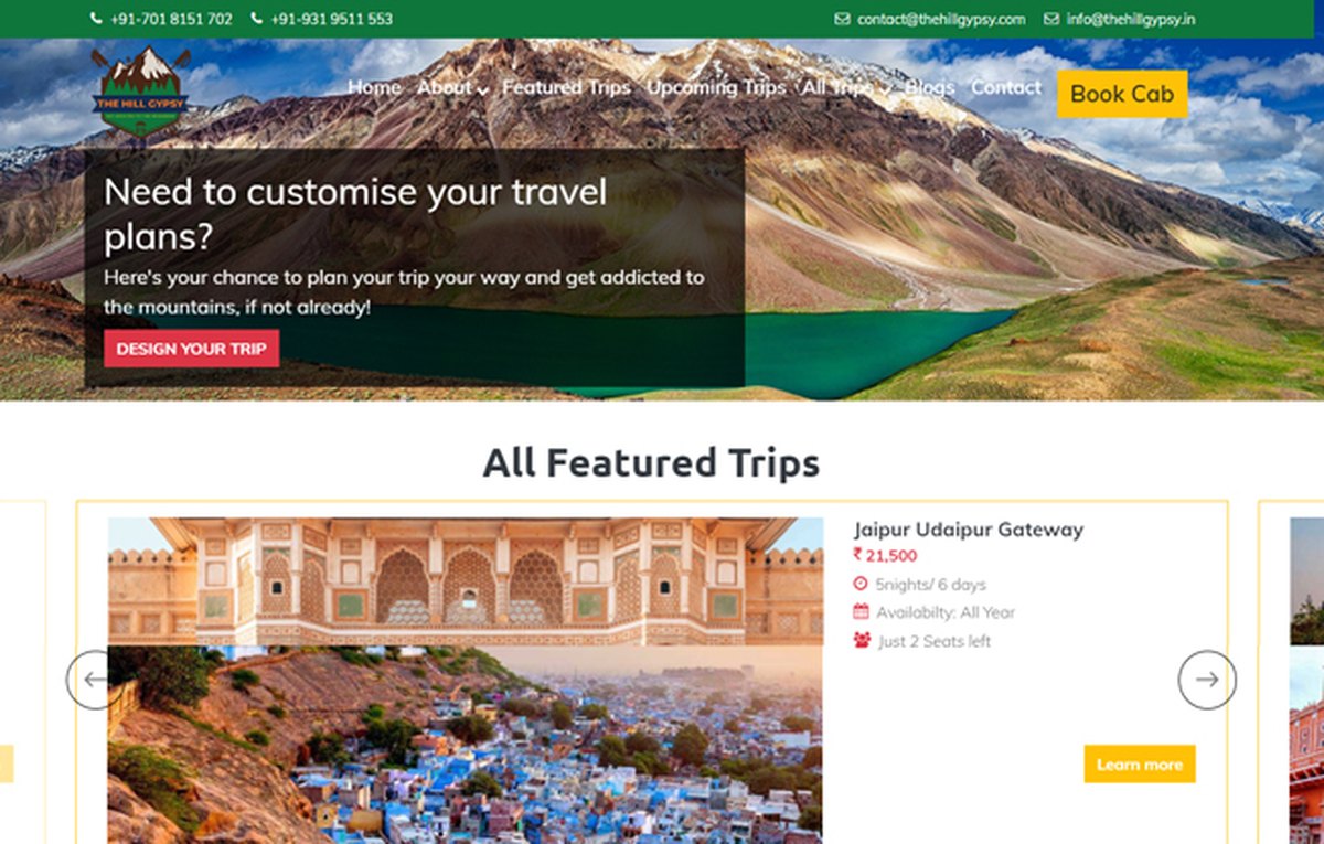 The Hill Gypsy travel website built by Appslin